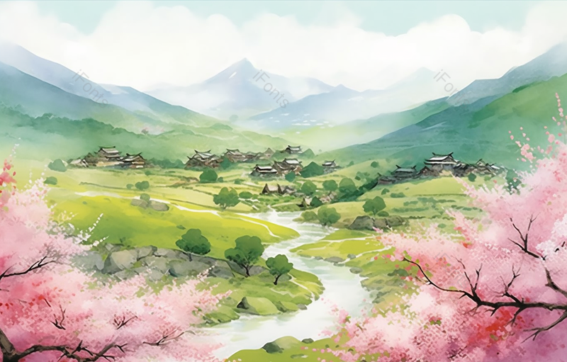 江南的春天水墨画,插画/手绘图,插画/手绘图库,插画/手绘图下载,插画/手绘